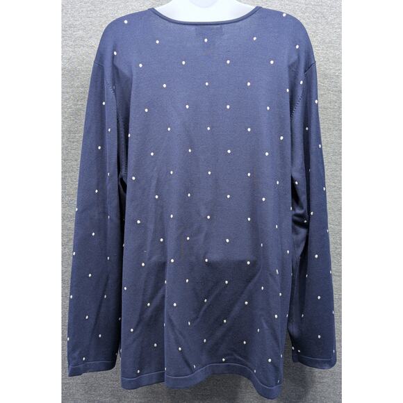 LAUREN RALPH LAUREN Womens Blouse - Blue, White Polka Dots, Silk, Button-Up, 2X - Picture 4 of 5